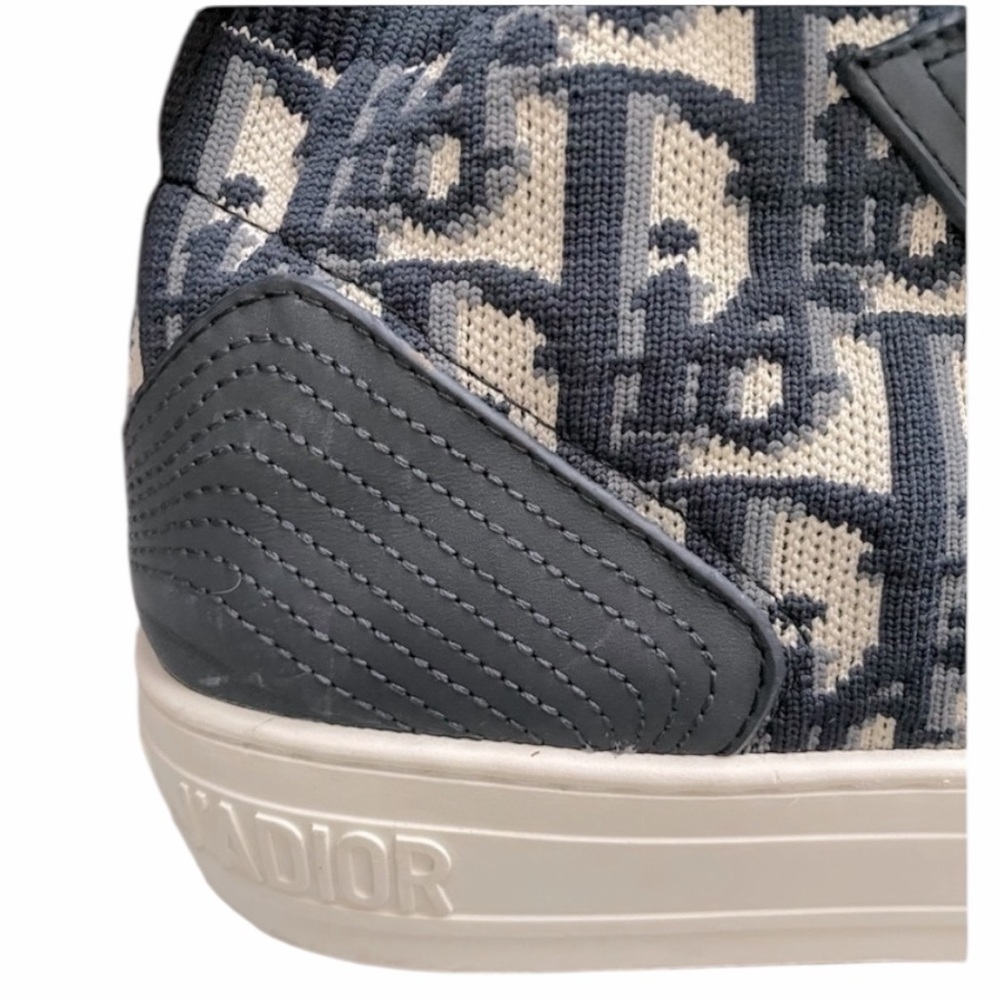 Walk'n'Dior High-Tops Navy Blue/White Oblique Knit Fabric & Leather (Sz 41/10)
